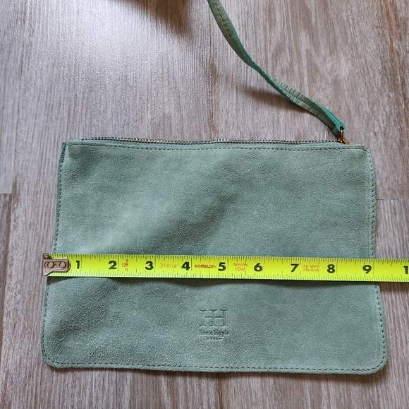 Haute Hippe Suede Leather Sage Green Shoulder Bag Purse & Wallet Boho Sz M - Picture 13 of 16